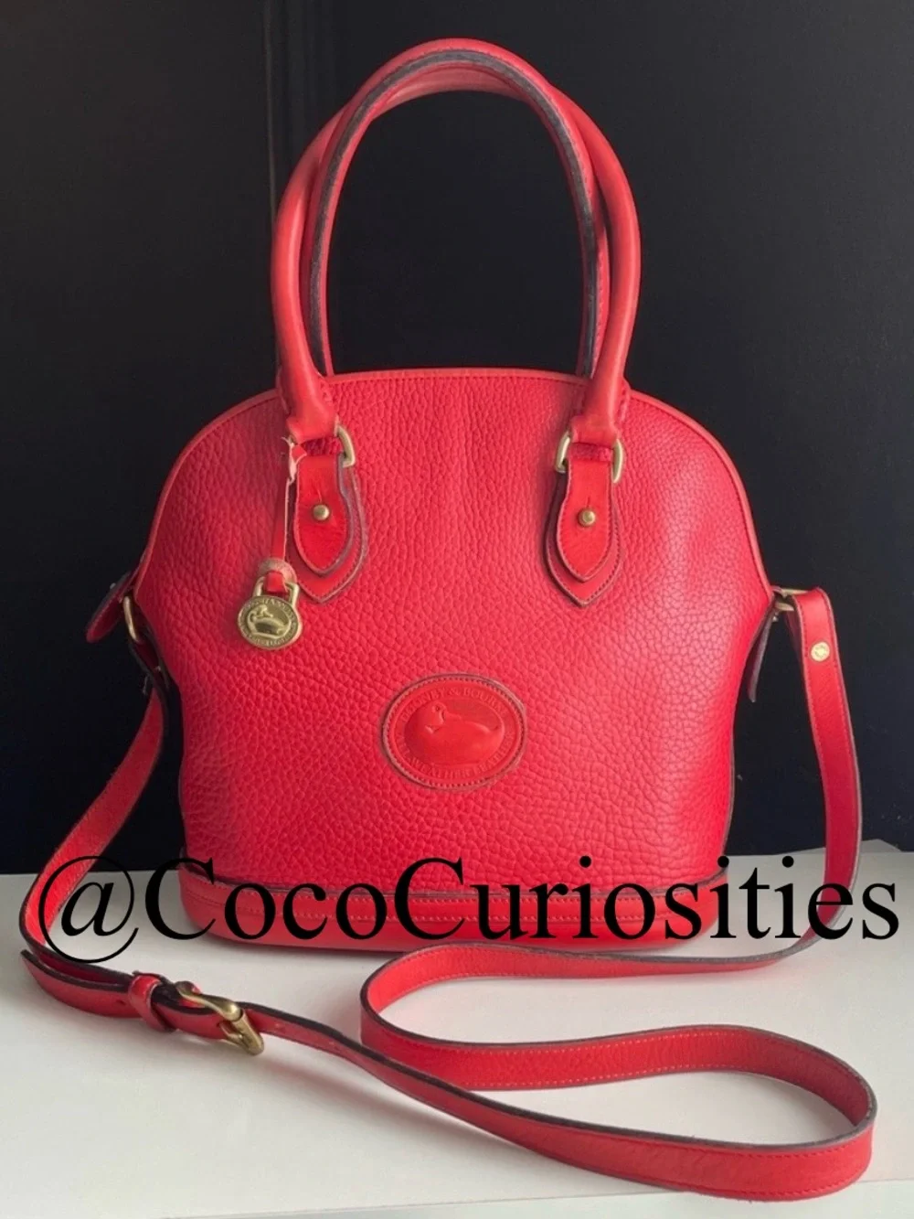 Dooney and Bourke Red Leather Norfolk Case Dome Satchel Bag R04 - Picture 2 of 16